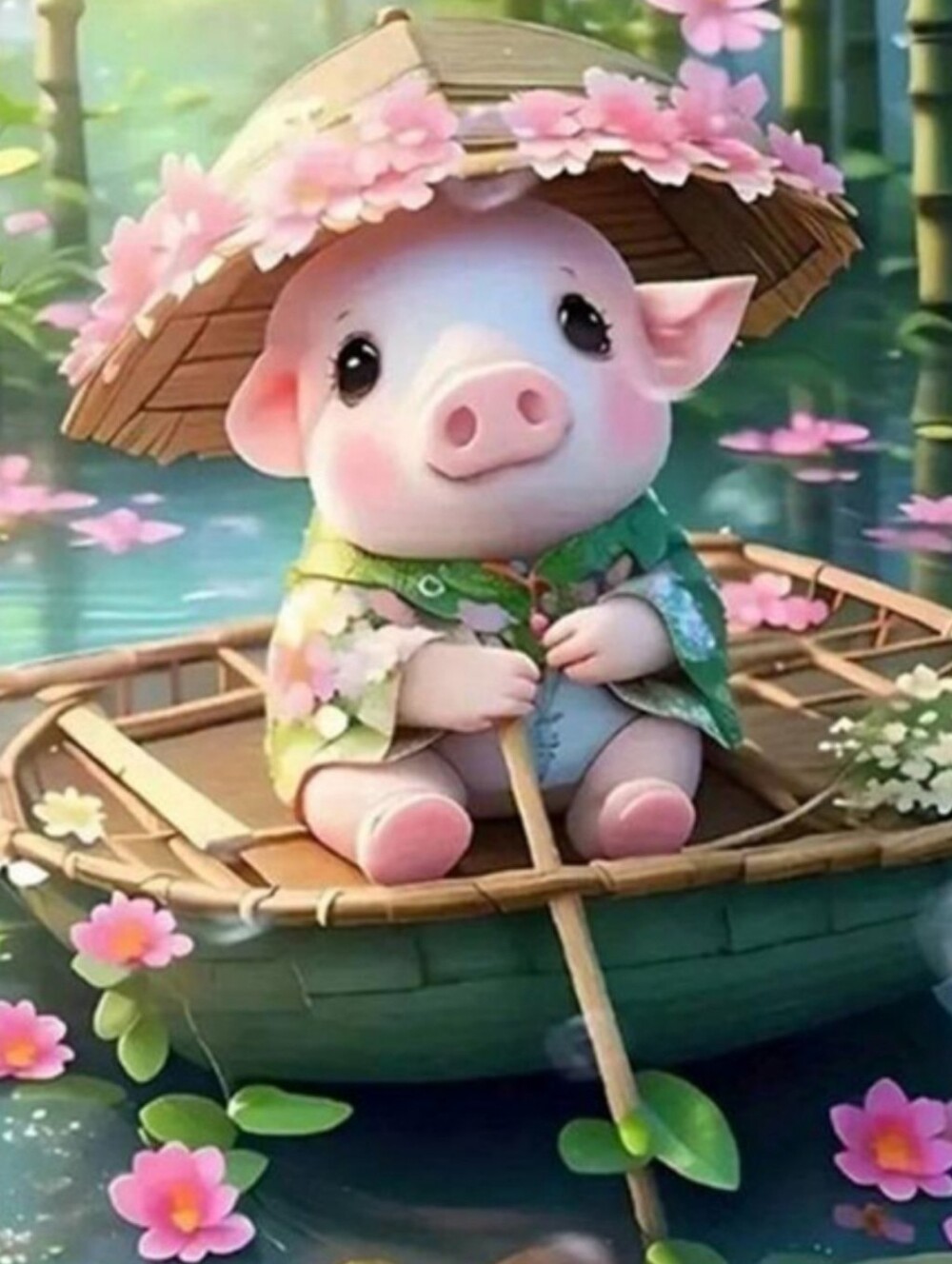 Kimono Pig DIY 5D Full Round Drill Diamond Painting
